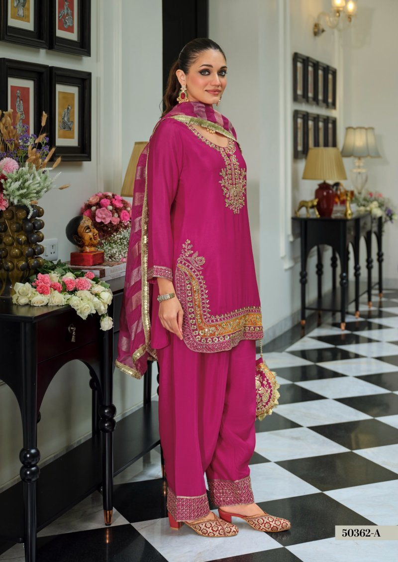 D 50362 A By Zaveri Chinon Beats Work Readymade Suits 